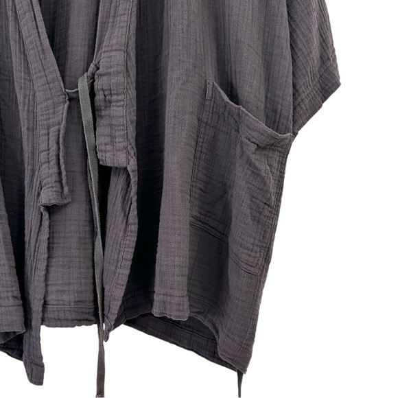 ODD BIRD Kardes Charcoal Gray Cotton Gauze Oversized Loose Fit Loungewear Top - Picture 6 of 11